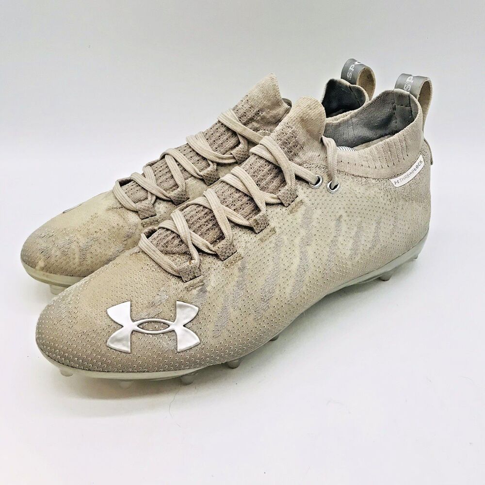 Under Armour Spotlight Lux MC Football Cleats Men's 9.5 White Silver 3022654-100